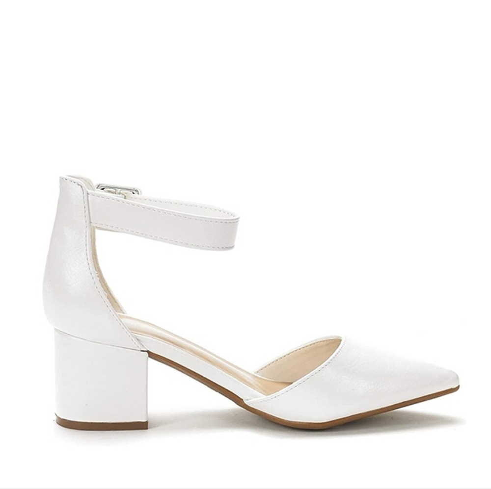 Dream Pairs Women's NWOT White Ankle Strap 2.5in Chunky Low Heel Pumps Size 8.5 - Picture 10 of 15